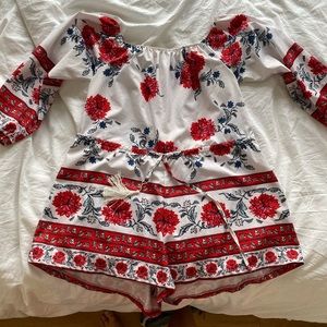 Flower romper (silky texture)